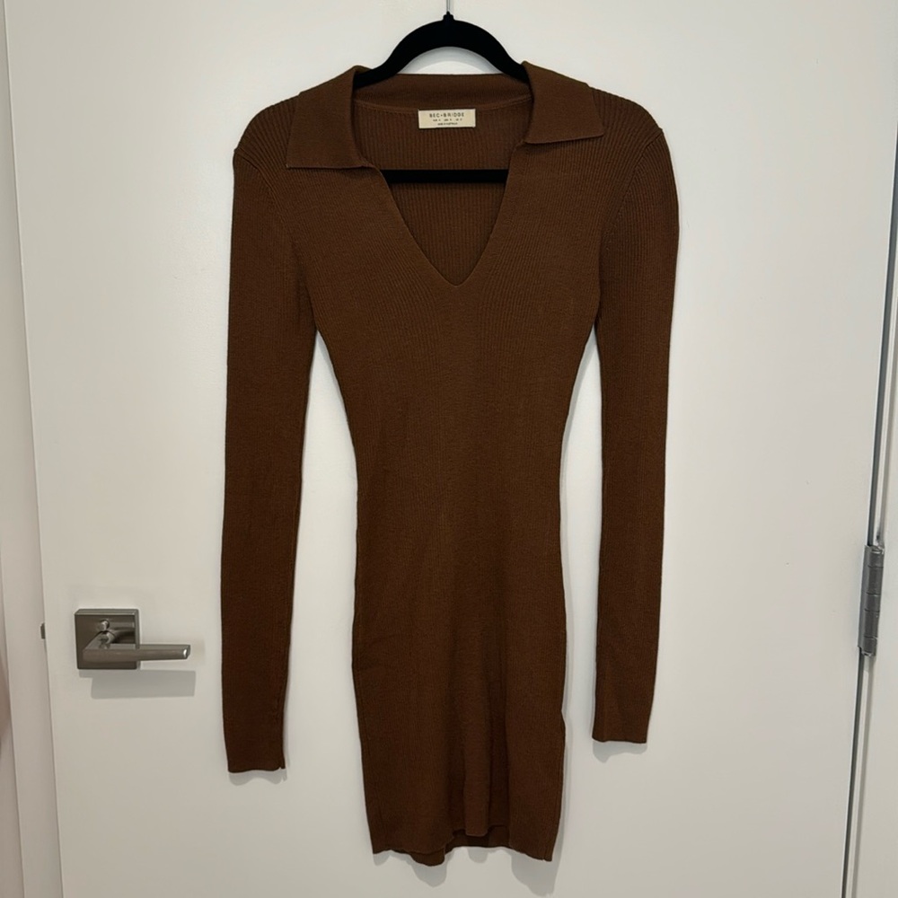 Bec+Bridge brown knit long sleeve dress